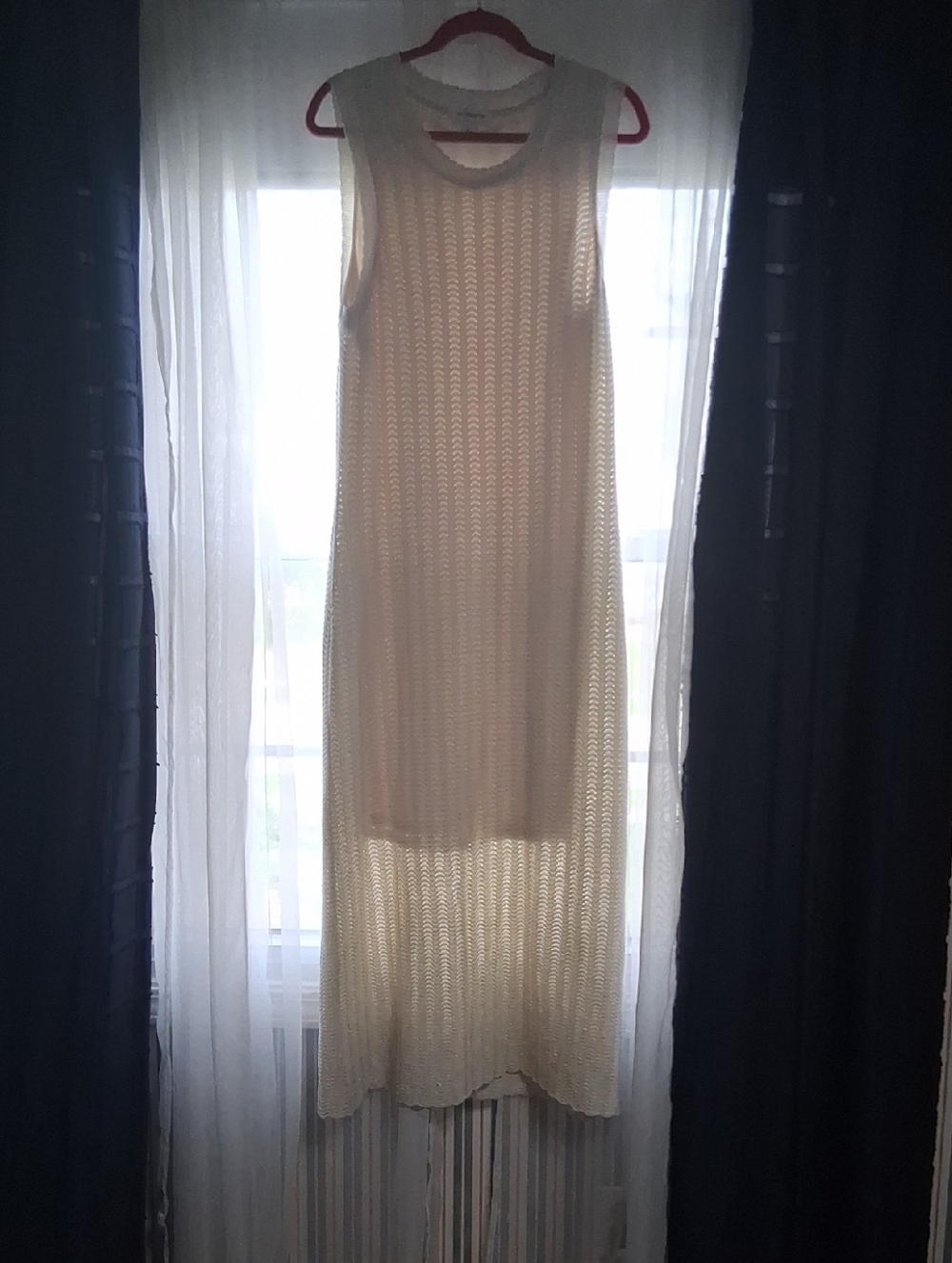 Liz Claiborne Cream And Gold Sleeveless Knit Maxi Dress Sz L